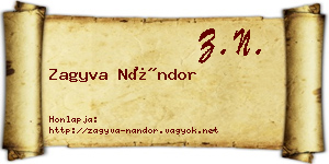 Zagyva Nándor névjegykártya